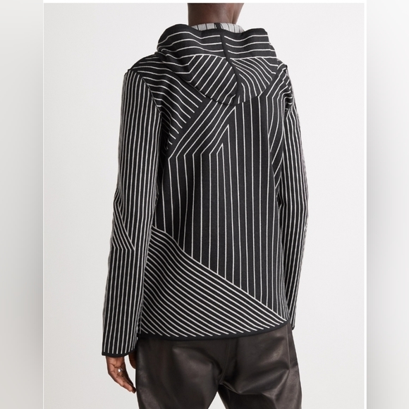 Rick Owens Jason Striped Virgin Wool-Blend Zip-Up Hoodie - Picture 4 of 6